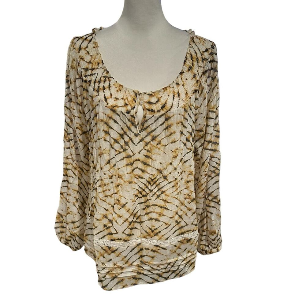 Zac & Rachel Tan Brown Black Large Long Sleeve Top